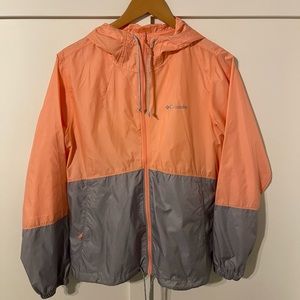 Women’s Medium Columbia Coral and Grey Windbreaker / Light jacket
